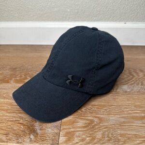 Under Armour Women's Black Embroidered Adjustable Straoback Cap Hat, OS